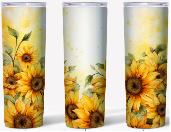 Golden Sunflower Garden Floral 20oz Tumbler | Johanna Lesley Creations