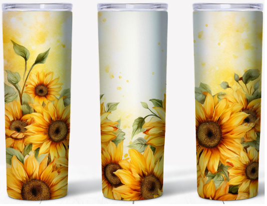Golden Sunflower Garden Floral 20oz Tumbler | Johanna Lesley Creations