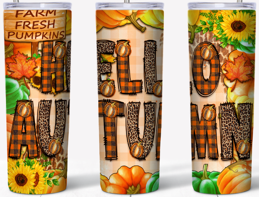 Hello Autumn 20oz Skinny Tumbler | Johanna Lesley Creations