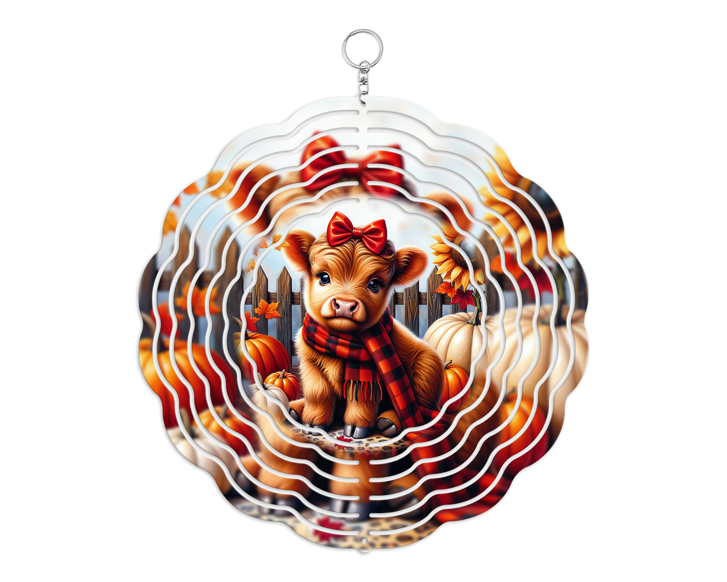 Highland Cow with bow 8" Wind Spinner