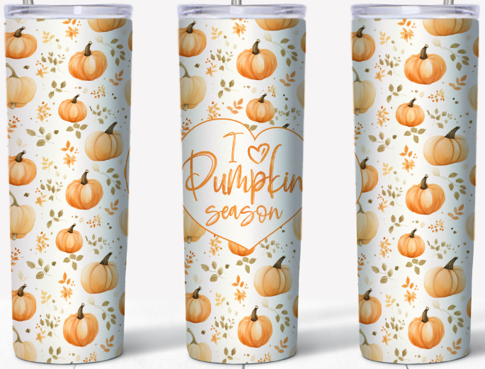 I Love Pumpkin Season 20oz Skinny Tumbler | Johanna Lesley Creations