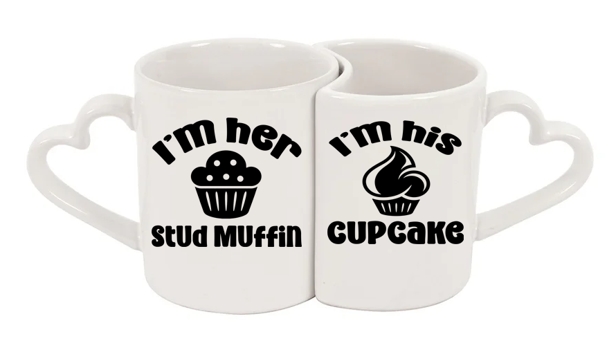 I'm hers, I'm his 11oz Interlocking Heart mugs