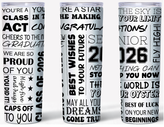 Inspirational Senior 2026 Subway Art | 20oz Stainless Steel Tumbler