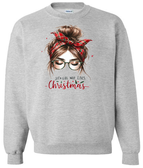 Just a Girl who loves Christmas Adult Crewneck Sweatshirt