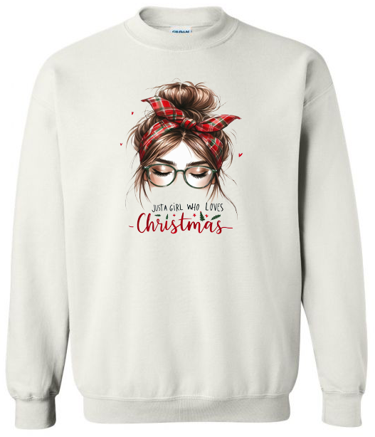 Just a Girl who loves Christmas Adult Crewneck Sweatshirt