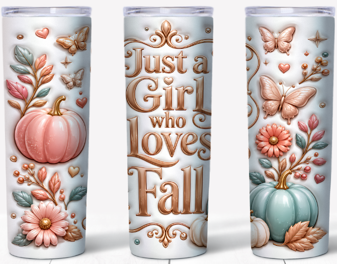 Just a Girl Who Loves Fall Pastel 20oz Skinny Tumbler