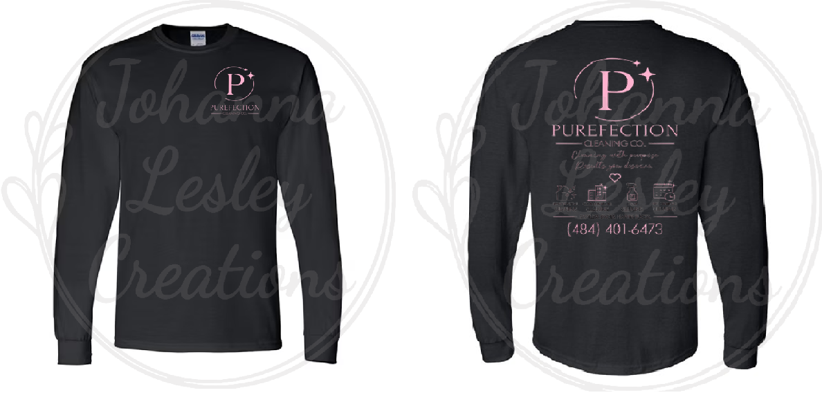 Purefection Cleaning Co. Adult Cotton/Poly Blend Long Sleeve T-shirt