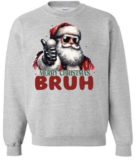 Merry Christmas Bruh Adult Crewneck Sweatshirt