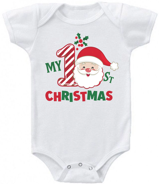 My 1st Christmas Santa smiling baby bodysuit
