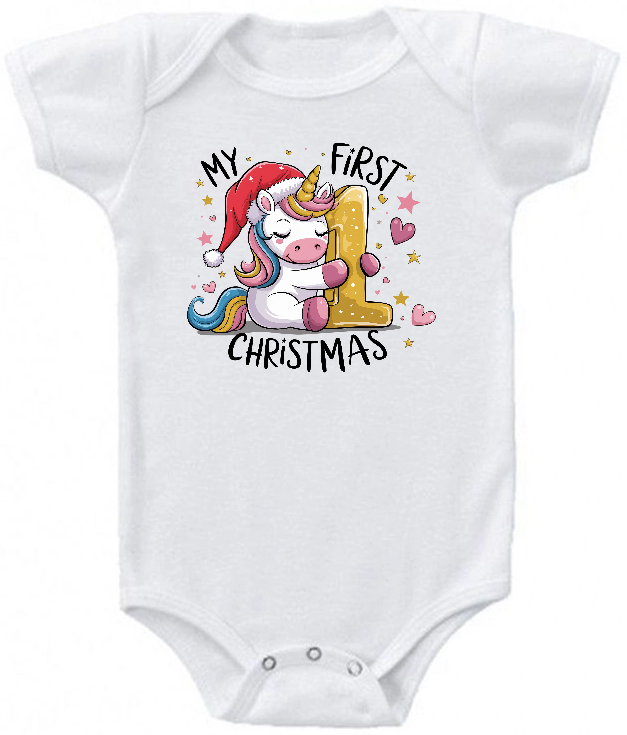 My 1st Christmas Unicorn baby bodysuit