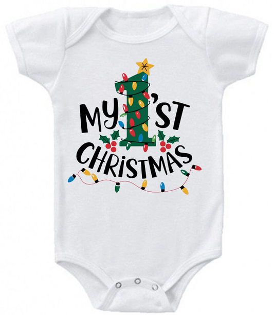 My 1st Christmas lights baby bodysuit