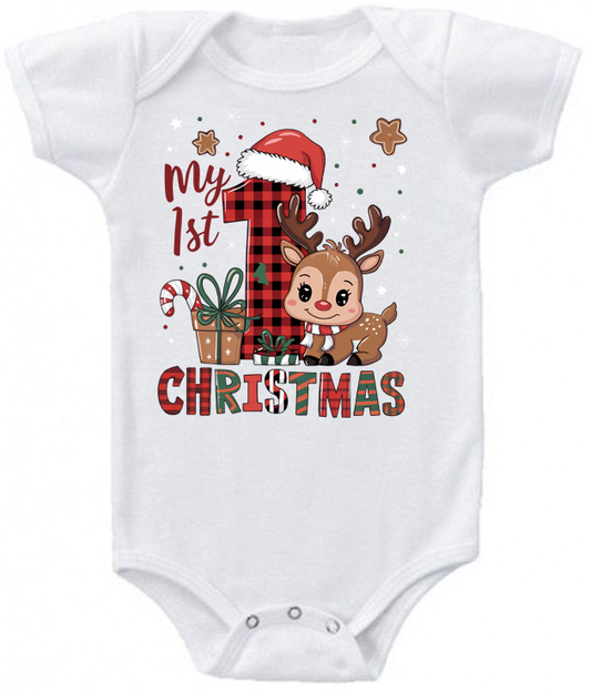 My 1st Christmas reindeer baby bodysuit