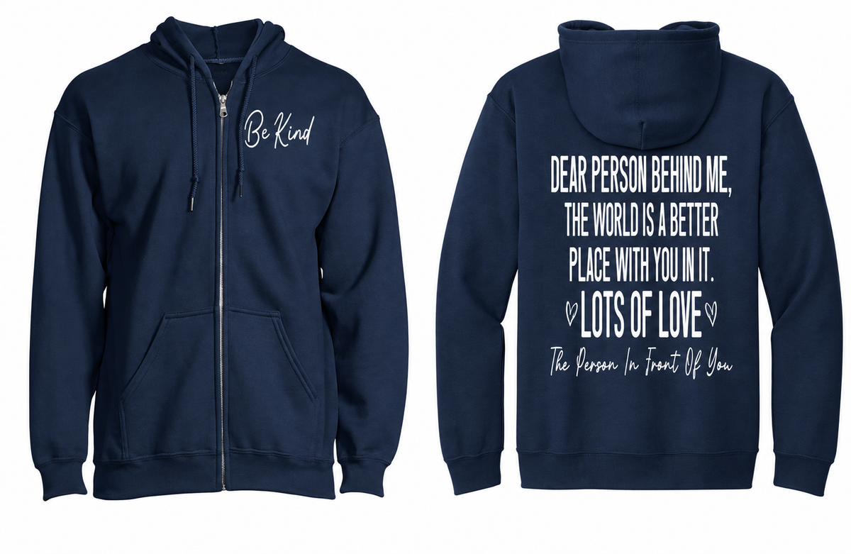 Be Kind Lots of Love Zip Up Hoodie | Johanna Lesley Creations