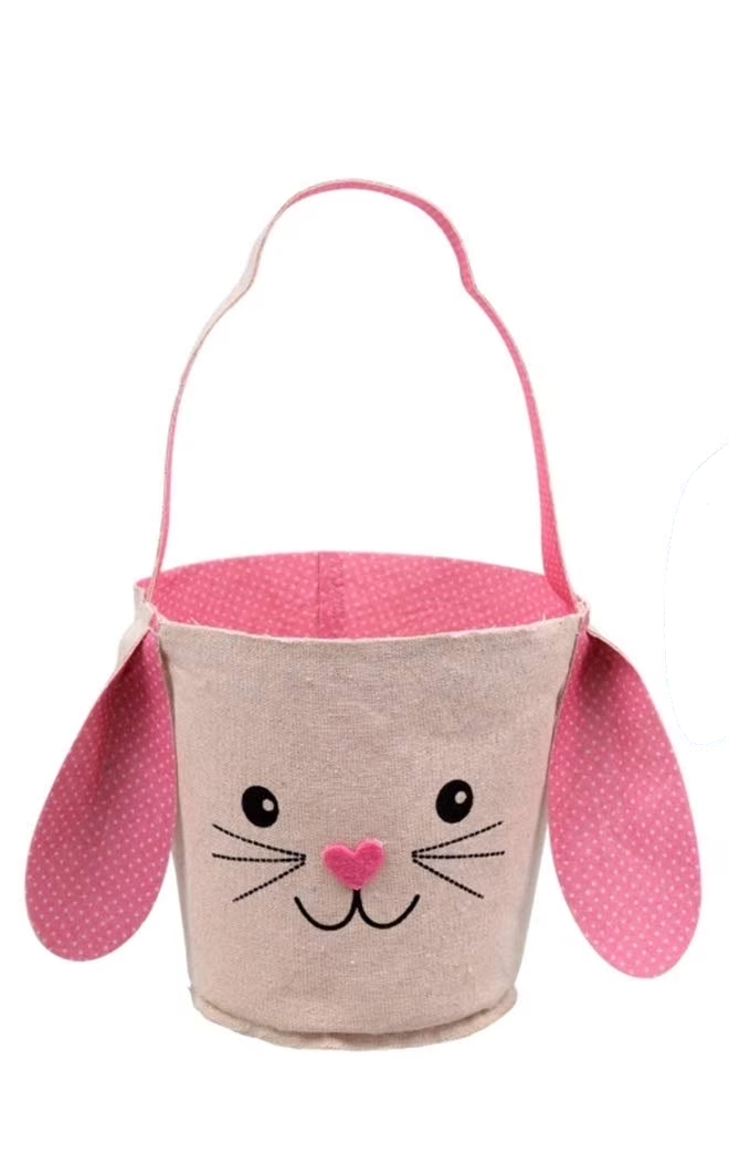 Personalized Easter Bunny Basket - Custom Canvas Egg Hunt Bag