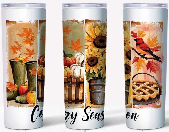 Painted Cozy Season 20oz Skinny Tumbler | Johanna Lesley Creations