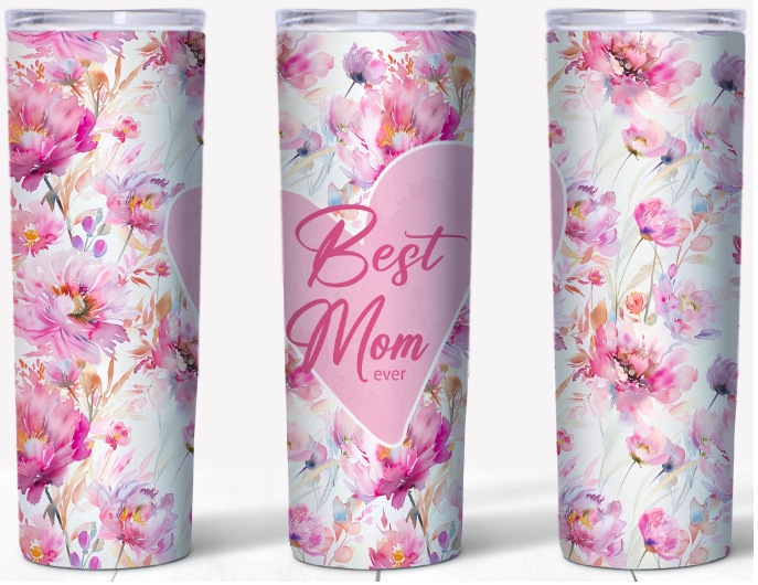 Pink Heart Best Mom Ever | 20oz Stainless Steel Tumbler