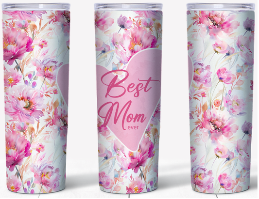 Pink Heart Best Mom Ever | 20oz Stainless Steel Tumbler