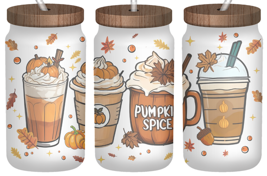 Pumpkin Spice Life – | Frosted 16oz Glass Can – Bamboo Lid & Straw