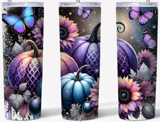 Purple Pumpkins 20oz Skinny Tumbler | Johanna Lesley Creations