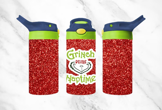 Red Glitter Christmas 12oz Flip Top Tumbler