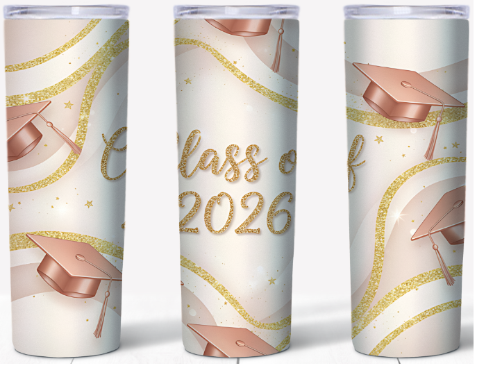 Rose Gold & Glitter Class of 2026 | 20oz Stainless Steel Tumbler