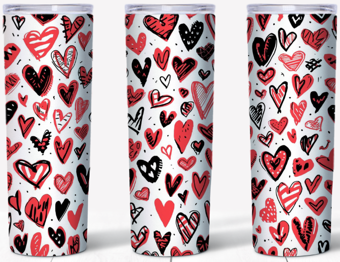 Scribble Hearts Valentine’s Day | 20oz Stainless Steel Tumbler