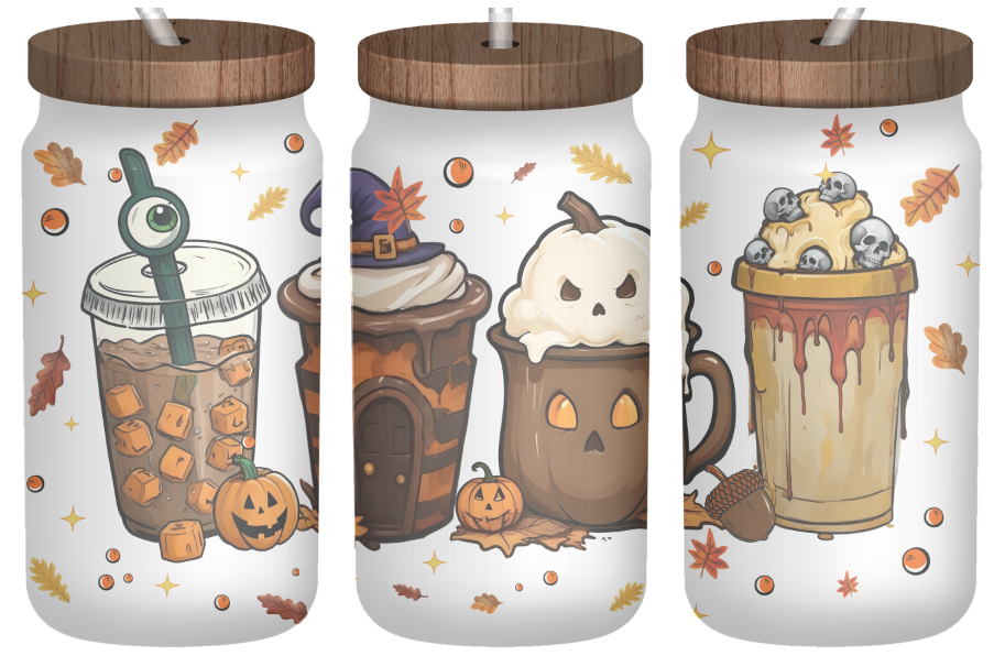 Spooktacular Sips | 16oz Frosted Glass Can with Bamboo Lid & Straw