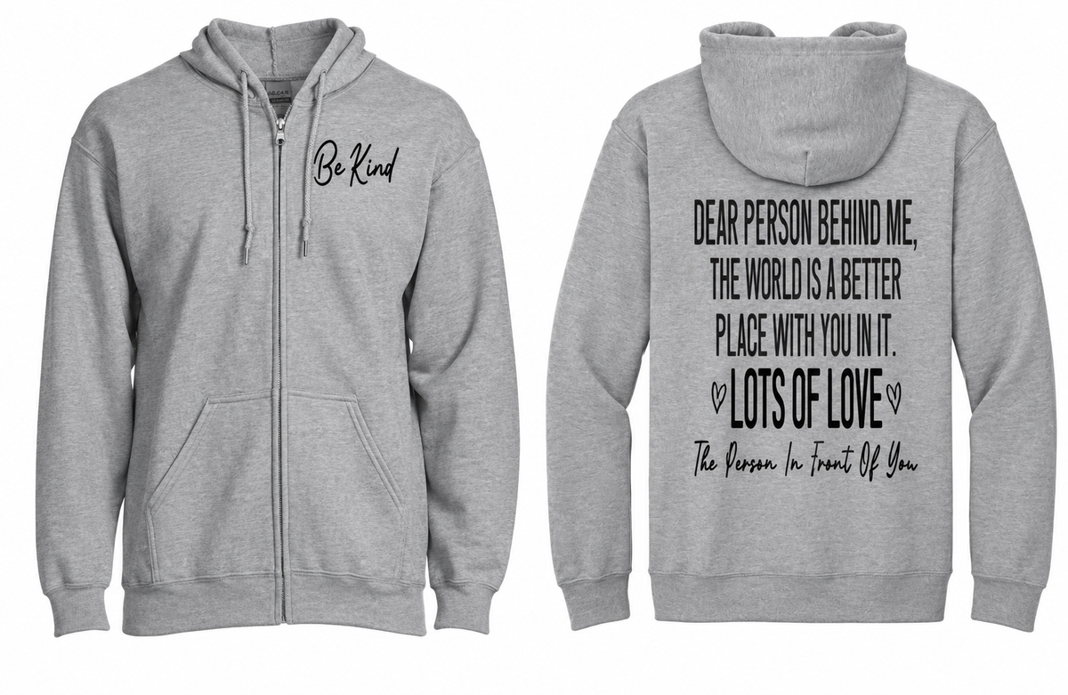 Be Kind Lots of Love Zip Up Hoodie | Johanna Lesley Creations