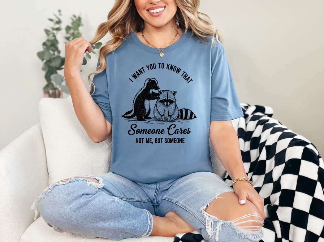 Someone Cares Raccoon Skunk Adult Unisex T-Shirt | Johanna Lesley Creations