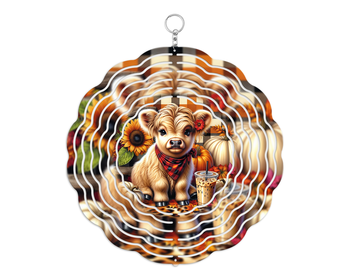 Sunflower Highland Cow 8" Wind Spinner