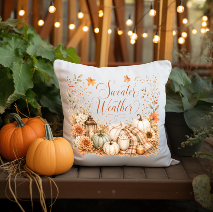 Sweater Weather Fall Throw Pillow | Johanna Lesley Creations