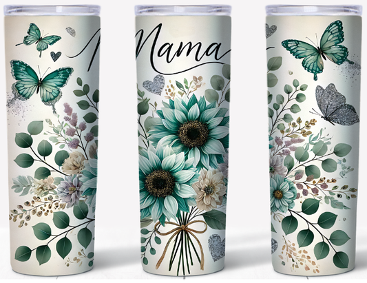 Teal Sunflower & Butterfly Mama | 20oz Stainless Steel Tumbler