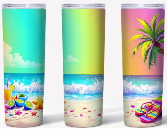 Tropical Summer Beach Day 20oz Tumbler | Johanna Lesley Creations