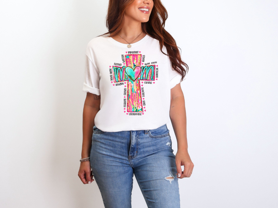 Floral Cross Mom | Adult Unisex T-Shirt | Johanna Lesley Creations