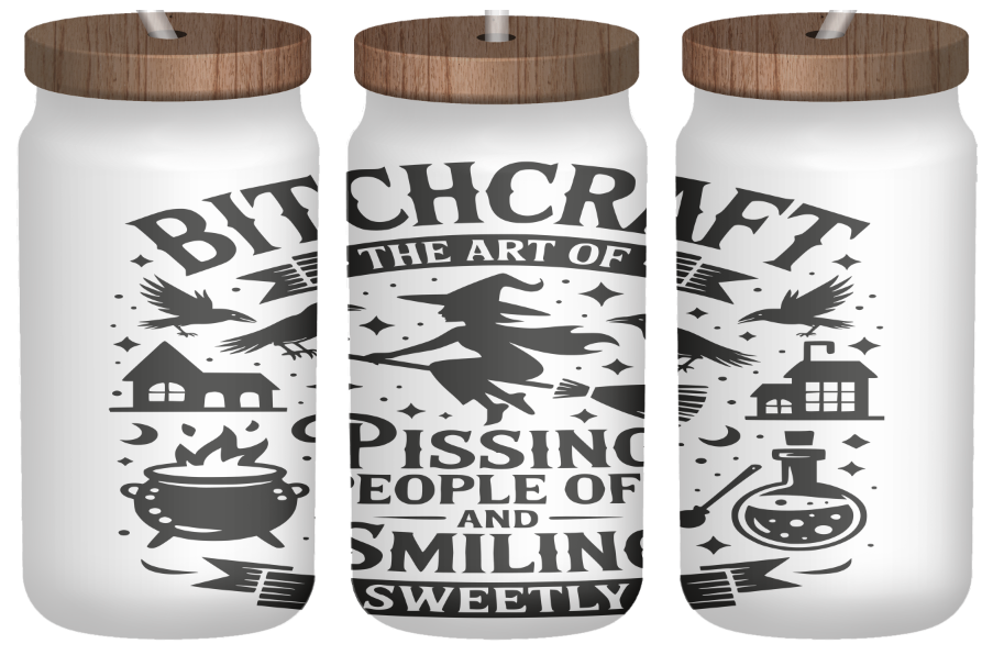 Wickedly Sassy | 16oz Frosted Glass Can with Bamboo Lid & Straw