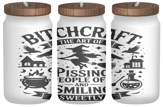 Wickedly Sassy | 16oz Frosted Glass Can with Bamboo Lid & Straw