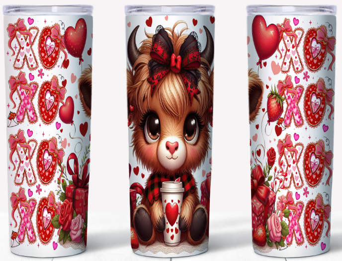 XO XO Highland Cow Valentine’s Day | 20oz Stainless Steel Tumbler