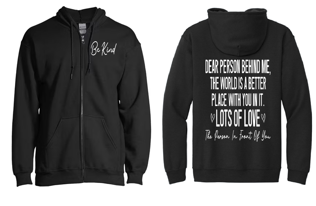 Be Kind Lots of Love Zip Up Hoodie | Johanna Lesley Creations