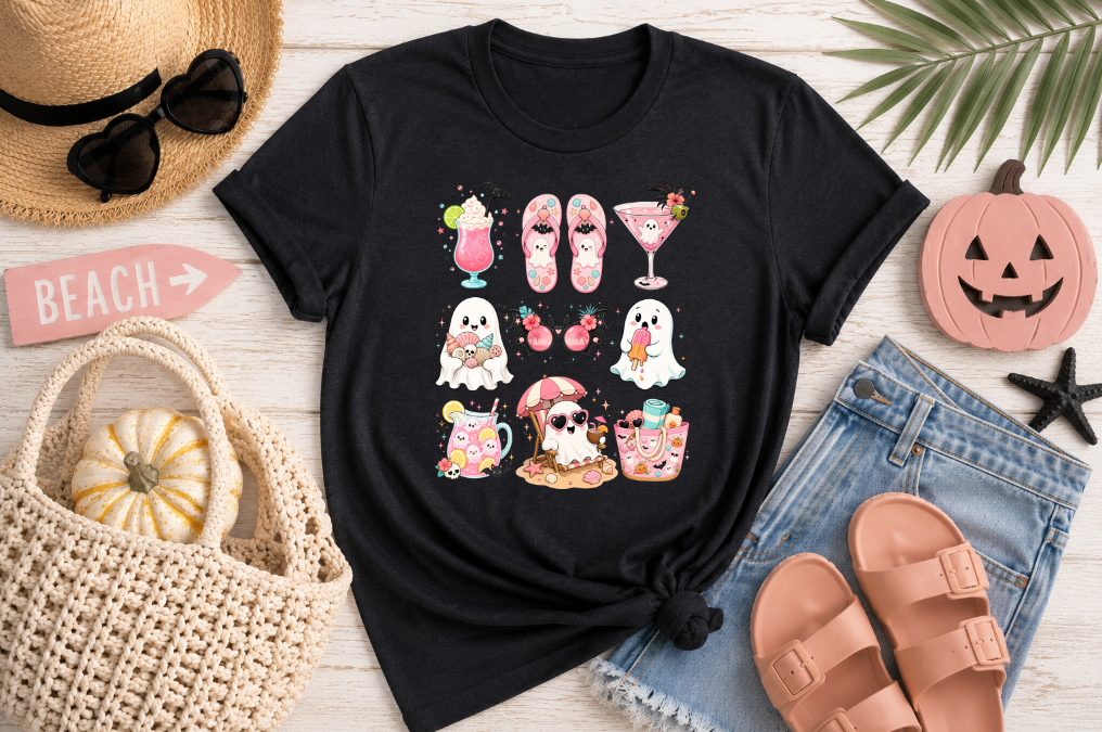 Summerween Ghost Icons Unisex T-Shirt | Johanna Lesley Creations