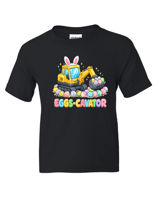 Eggs-cavator Easter Construction Youth T-Shirt | Johanna Lesley Creations