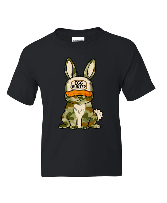 Camo Bunny Egg Hunter Youth T-Shirt | Johanna Lesley Creations
