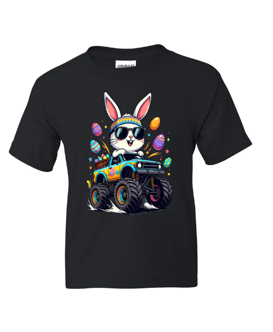 Monster Truck Bunny Easter Youth T-Shirt | Johanna Lesley Creations