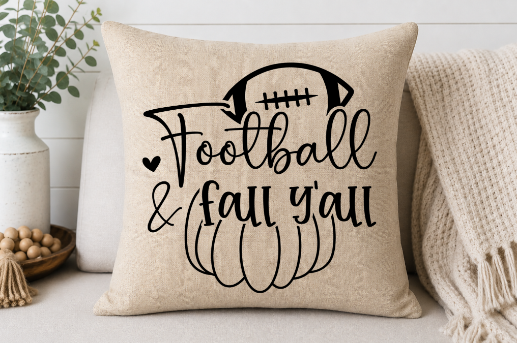 Football and Fall Y'all Throw Pillow Cover | Johanna Lesley Creations