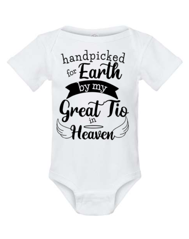 Handpicked for Earth by My Great Tio in Heaven Bodysuit | Johanna Lesley Creations