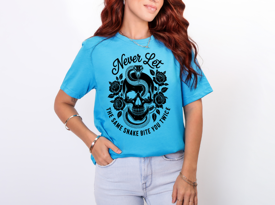 Never Let the Same Snake Bite You Twice Skull & Roses Adult Unisex T-Shirt | Johanna Lesley Creations