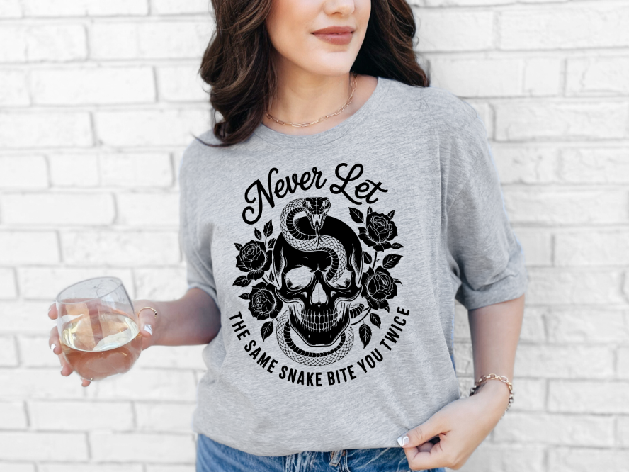 Never Let the Same Snake Bite You Twice Skull & Roses Adult Unisex T-Shirt | Johanna Lesley Creations