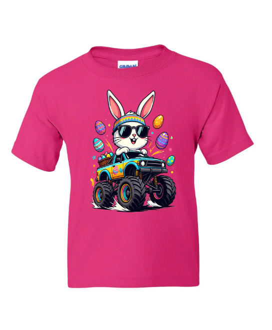 Monster Truck Bunny Easter Youth T-Shirt | Johanna Lesley Creations