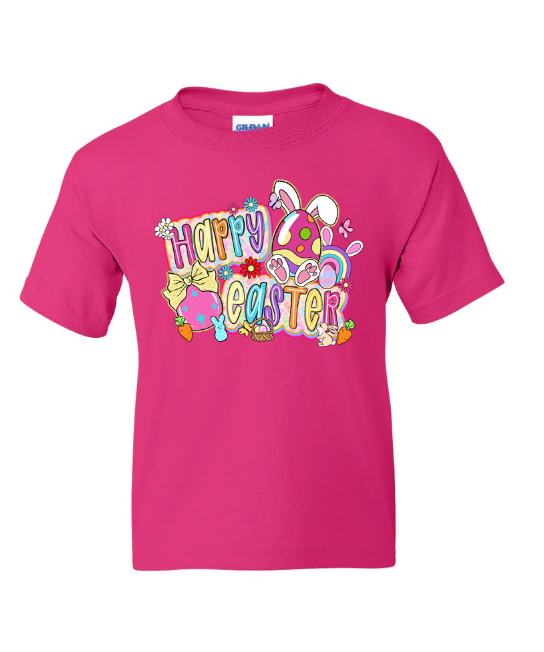 Happy Easter Colorful Graphic Youth T-Shirt | Johanna Lesley Creations