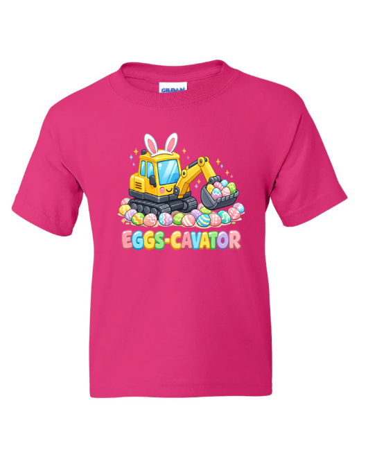 Eggs-cavator Easter Construction Youth T-Shirt | Johanna Lesley Creations