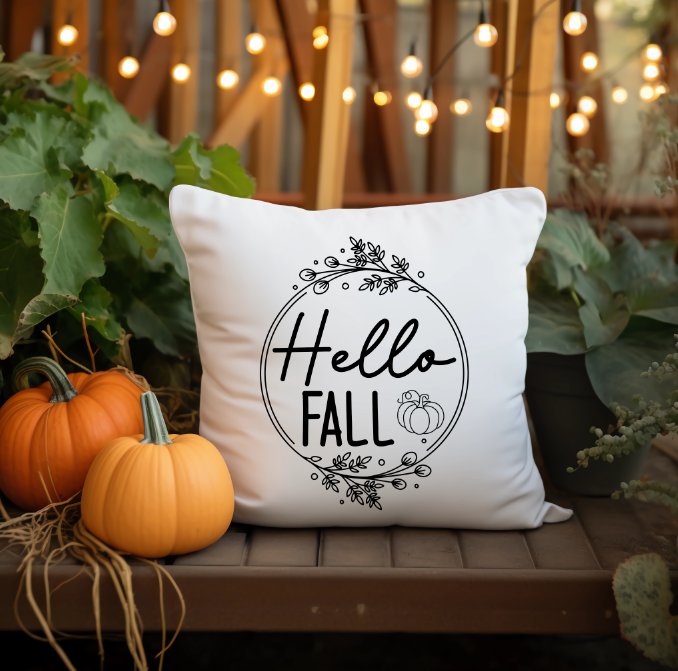 Hello Fall Pumpkin Throw Pillow Cover | Johanna Lesley Creations